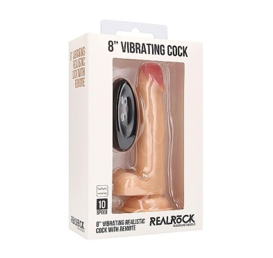 Vibrating Realistic Cock - 8" - With Scrotum - Skin